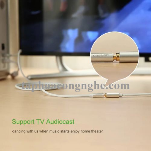 Ugreen 10773 0.5M màu Trắng Cáp âm thanh 3.5mm nối dài đầu nhôm AV118 30010773